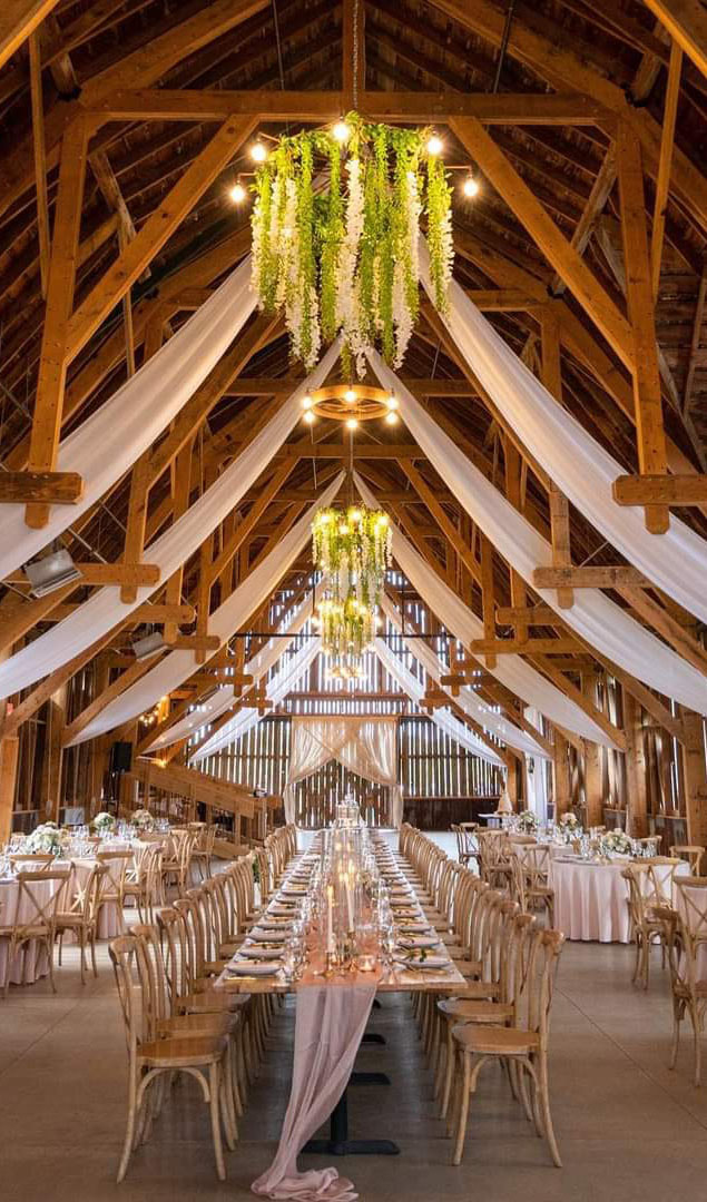wedding reception in historic Northern Michigan barn in Charlevoix